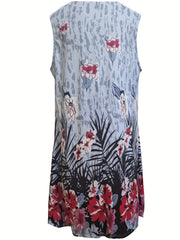 Floral Print V Neck Tank Dress