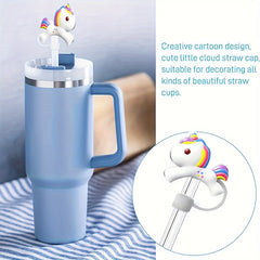 3pcs Rainbow Horse Silicone Straw Sleeves 8mm 10mm Cup Accessories