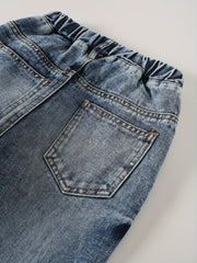 Boys Casual Denim Straight Leg Jeans Ripped Pants