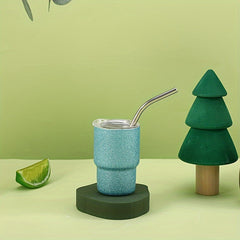 60ml Mini Stainless Steel Insulated Cup with Straw for Outdoor Activities