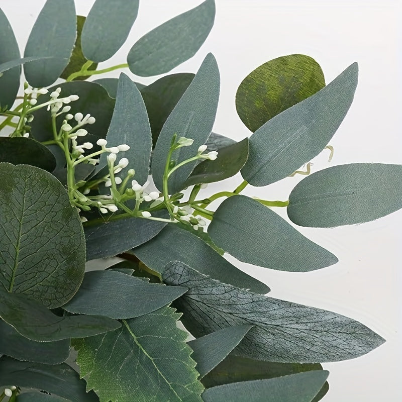 Artificial Green Eucalyptus Wreath 15 Inch - Festive Room Decor