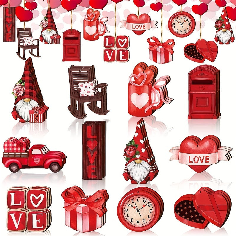 36pcs Wooden Gnome Hanging Decoration Holiday Christmas Tree Decor