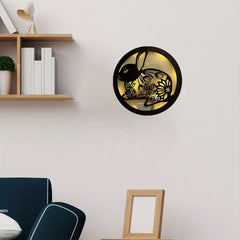 Children's Room Wall Clock LED Creative Lamp Retro Wooden Sign Hanging Lamp
