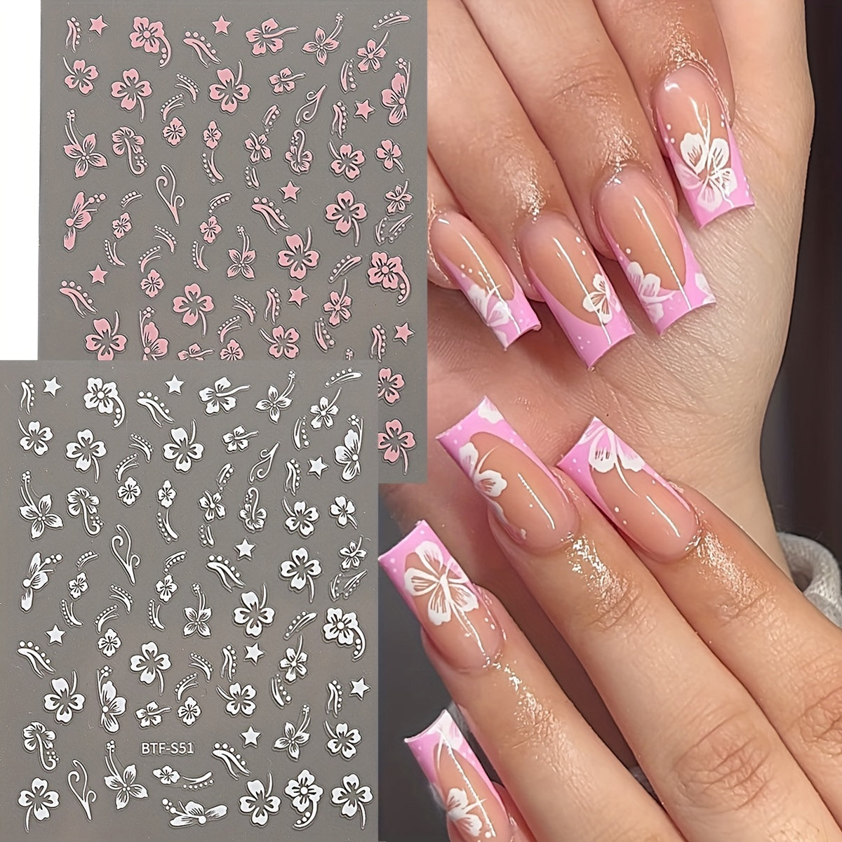 Flower Butterfly Nail Art Stickers Self Adhesive Decals DIY Nail Salons Supplies