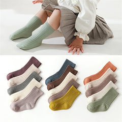 5pairs Baby Knit Ribbed Socks for Autumn and Spring