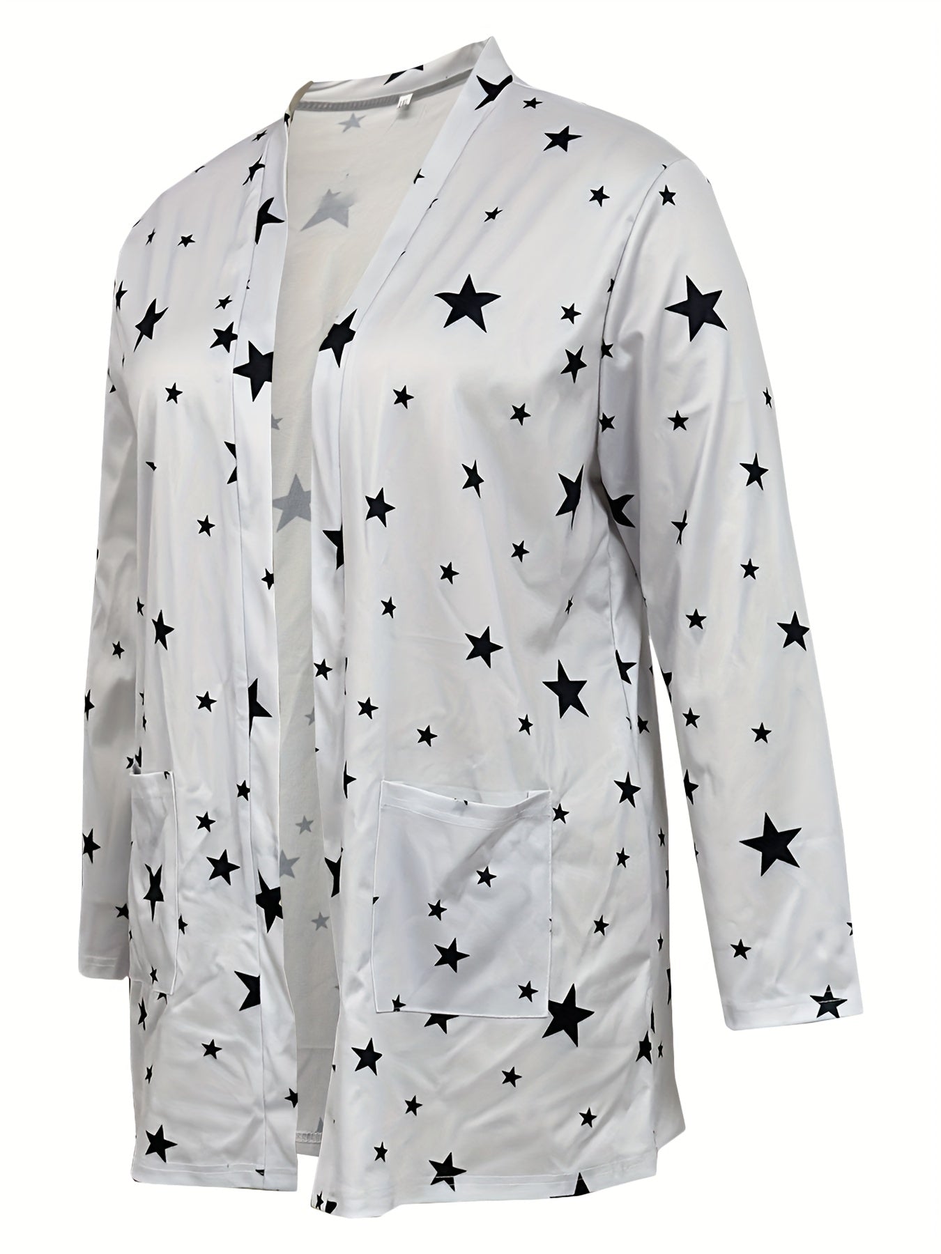 Star Print Open Front Cardigan