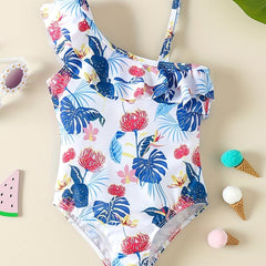 Girls' Floral One Shoulder Swimsuit - Stylish & Comfortable