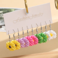 10pcs Small Chrysanthemum Drop Earrings - Colorful Dangle Earrings for Girls