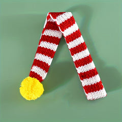 Striped Pet Christmas Scarf Cats Dogs Rabbits Wool Ball Warm Neck Bib