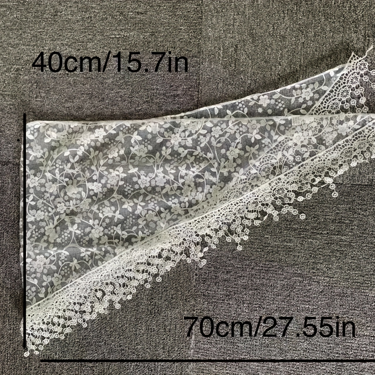 Flower Embroidery Triangle Scarf Tassel Veils Classic Mantilla Head Covering
