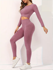 2pcs Yoga Set Top & Leggings Women's Activewear