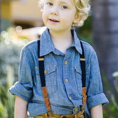 Kids Retro Y Shape Solid Suspenders Adjustable