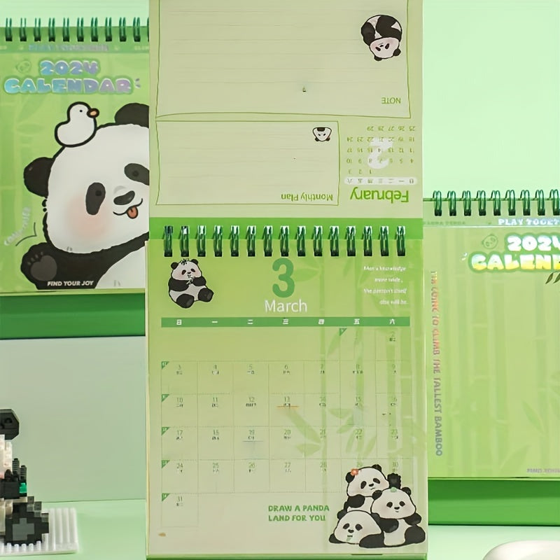 Cartoon Panda Desk Calendar Portable Planner Coil Desktop Monthly Calendar
