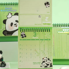 Cartoon Panda Desk Calendar Portable Planner Coil Desktop Monthly Calendar