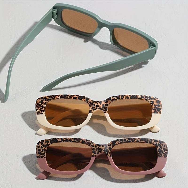Teen Retro Leopard Print Sunglasses UV Protection for Outdoor Activities
