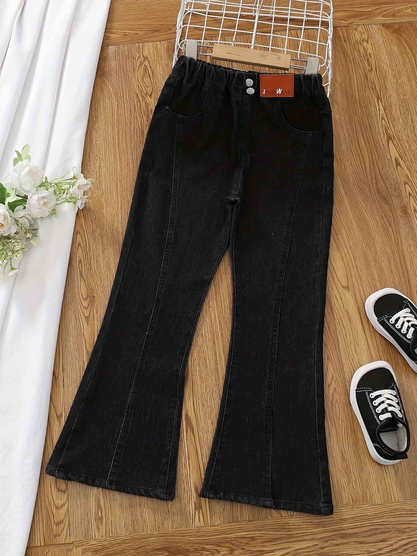 Girls' Casual Bell Bottom Pants Slim Fit Jeans For Kids