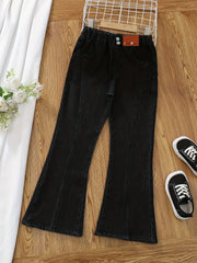 Girls' Casual Bell Bottom Pants Slim Fit Jeans For Kids