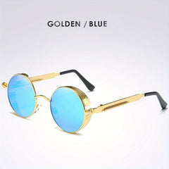 Vintage Metal Steam Punk Sunglasses Polarized Round Frame Mens Womens