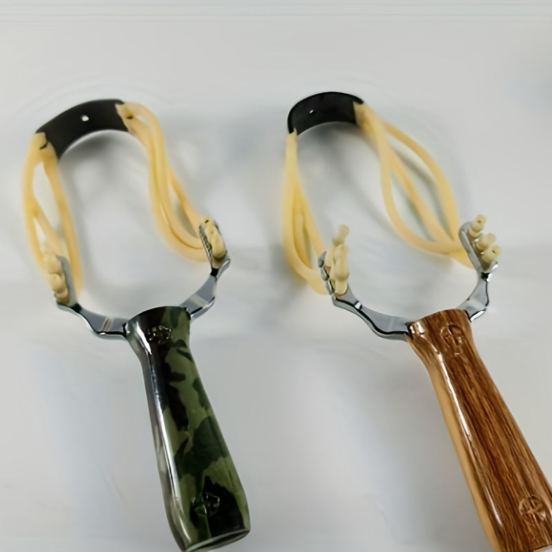 Wood Grain Zinc Alloy Slingshot for Practice and Outdoor Fun Play