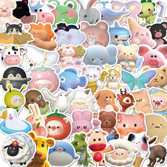 52pcs 3D Animal Waterproof Stickers For Luggage Phone Case Notebooks