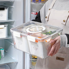 Kitchen Storage Box for Vegetables and Fruits, Fresh-keeping, Sub-grid Drain Box