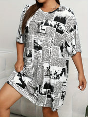 Newspaper Print Tee Sleep Dress