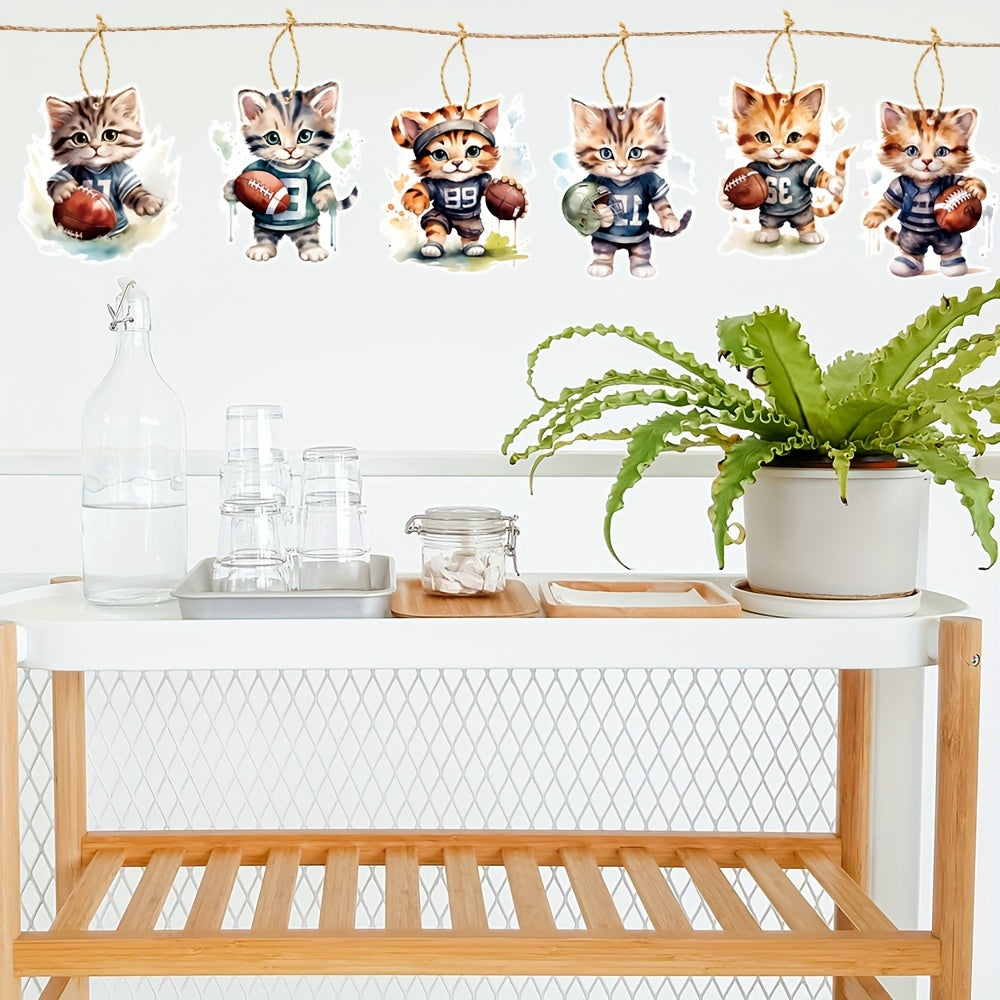 6pcs Cat Football Ornaments Football Coach Gift Helmet Hanging Ornament