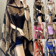 Paisley Print Chiffon Shawl Oversized Sunproof Bikini Cover Up