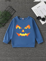 Halloween Pumpkin Face Print Boys Sweatshirt