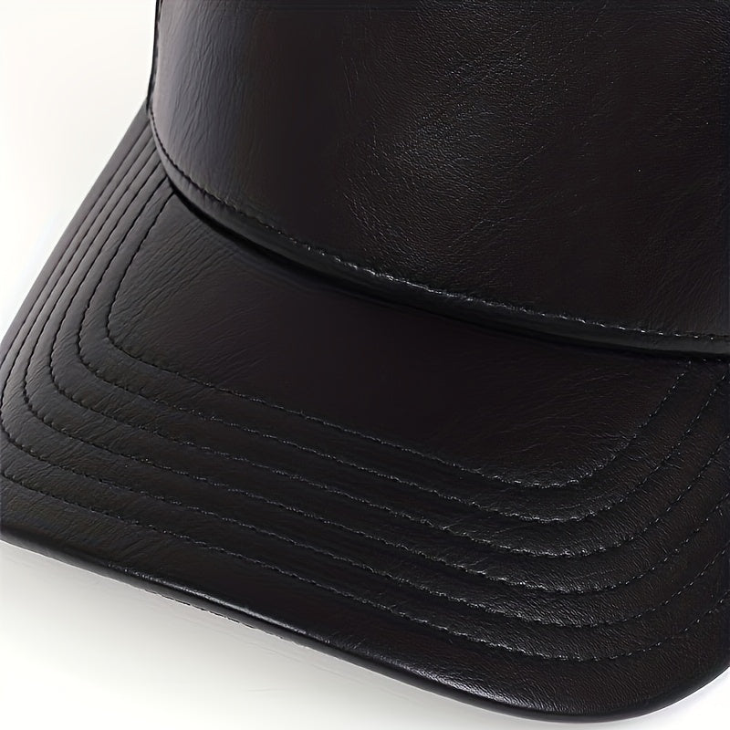 Men's PU Leather Baseball Cap Five-sided Hat