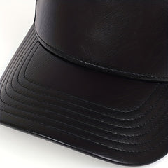 Men's PU Leather Baseball Cap Five-sided Hat