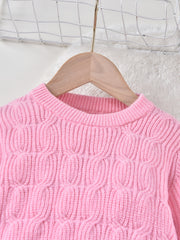 Girls' Jacquard Knitted Crew Neck Warm Sweater Top Pullover