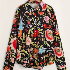 Flower Pattern Men's Comfy Long Sleeve Shirt For Autumn