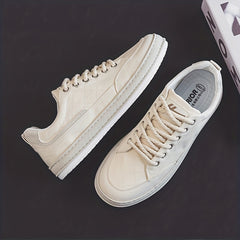 Men's Lace Up Leather Sneakers, Casual Outdoor Shoes