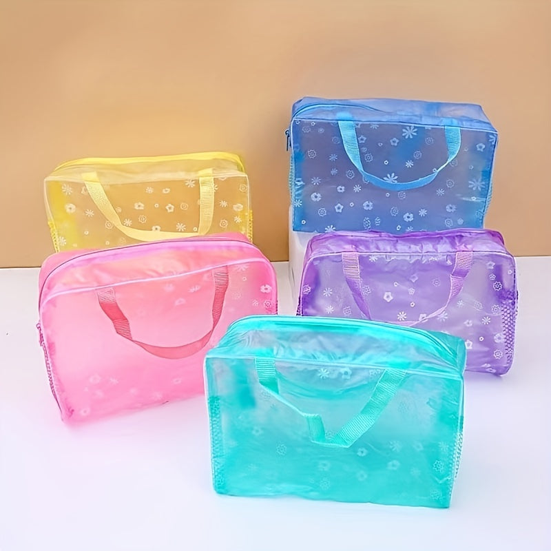 Floral Print Makeup Pouch Zipper Portable Cosmetic Bag