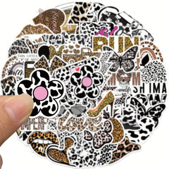 50Pcs Leopard Print Series Graffiti Stickers Waterproof DIY Creative Toy