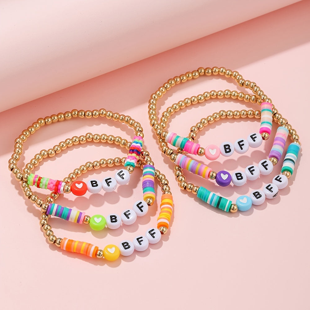 6pcs BFF Heart Bracelet For Girls Kids Friendship Party Jewelry