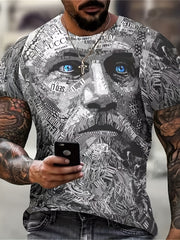 Men's 3D Print Face Graphic T-Shirt for Summer Outdoor Activities