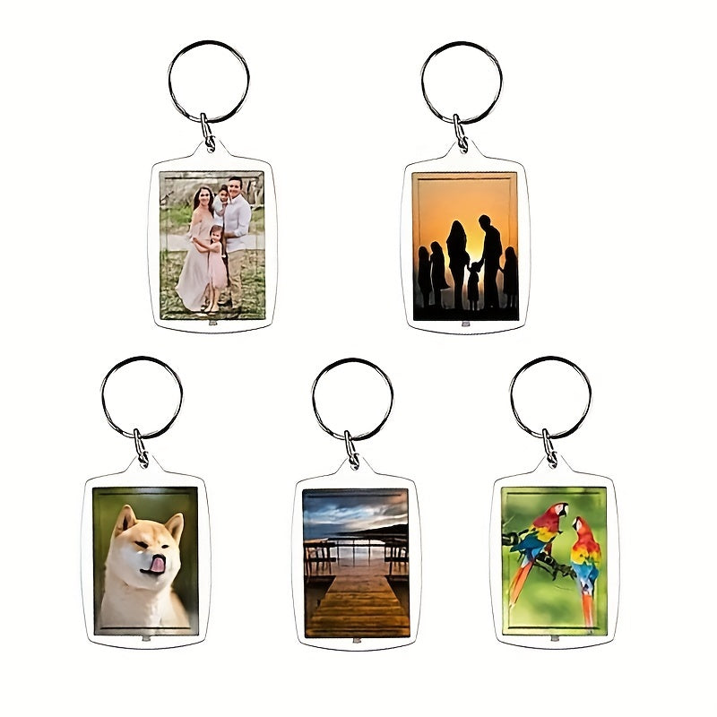 5pcs Acrylic Photo Frame Key Chain Clear Picture Holder DIY Keyring Pendant