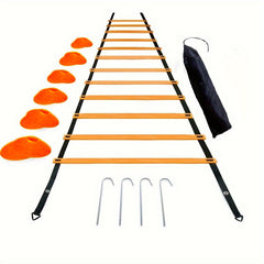 Agility Ladder Set 12 Rungs 12 Cones 4 Stakes Carry Bag