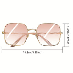 Large Square Sunglasses Gradient Chain Metal Glasses UV400