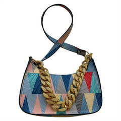 Colorful Triangle Geometric Print Shoulder Bag