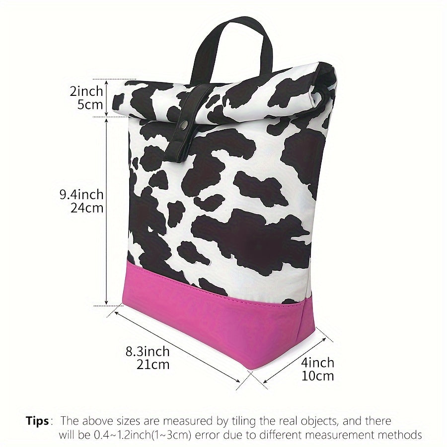 Leopard Cow Print Thermal Bag Portable Foldable Insulation