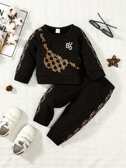 Baby Boy's Stylish Long Sleeve Pullover & Trousers Set