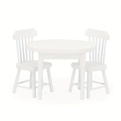 Wooden Mini House Dining Table & Chairs Dollhouse Kitchen Furniture