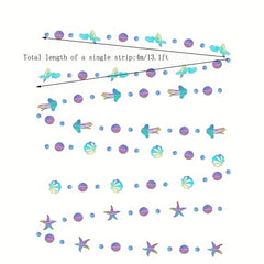 4M Iridescent Mermaid Garland Jellyfish Sea Star Pearl Holographic Streamer