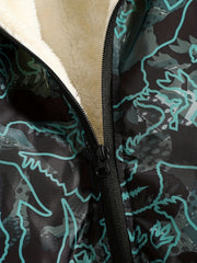 Boys Dino Camo Fleece Zip Hoodie Jacket