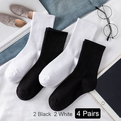 4 pairs Women's Essential & Cotton Blend Mid Tube Socks Pack