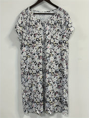 Casual Dress Women's Plus Floral Print Short Sleeve V Neck Dress