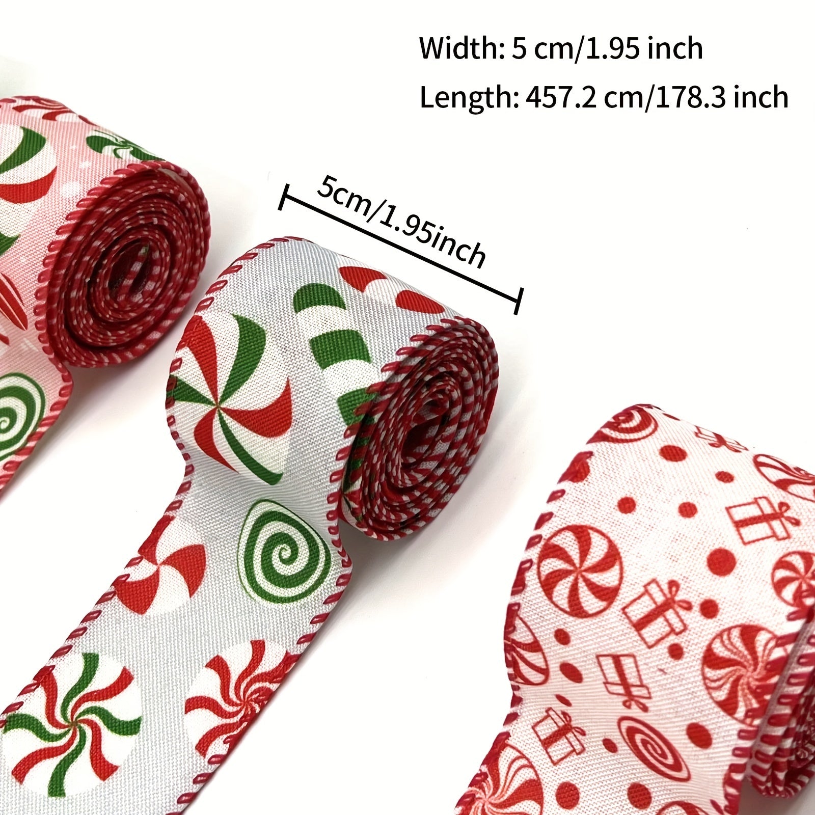 4 57m Christmas Wired Ribbon Candy Cane Burlap Red Green Xmas Crafts